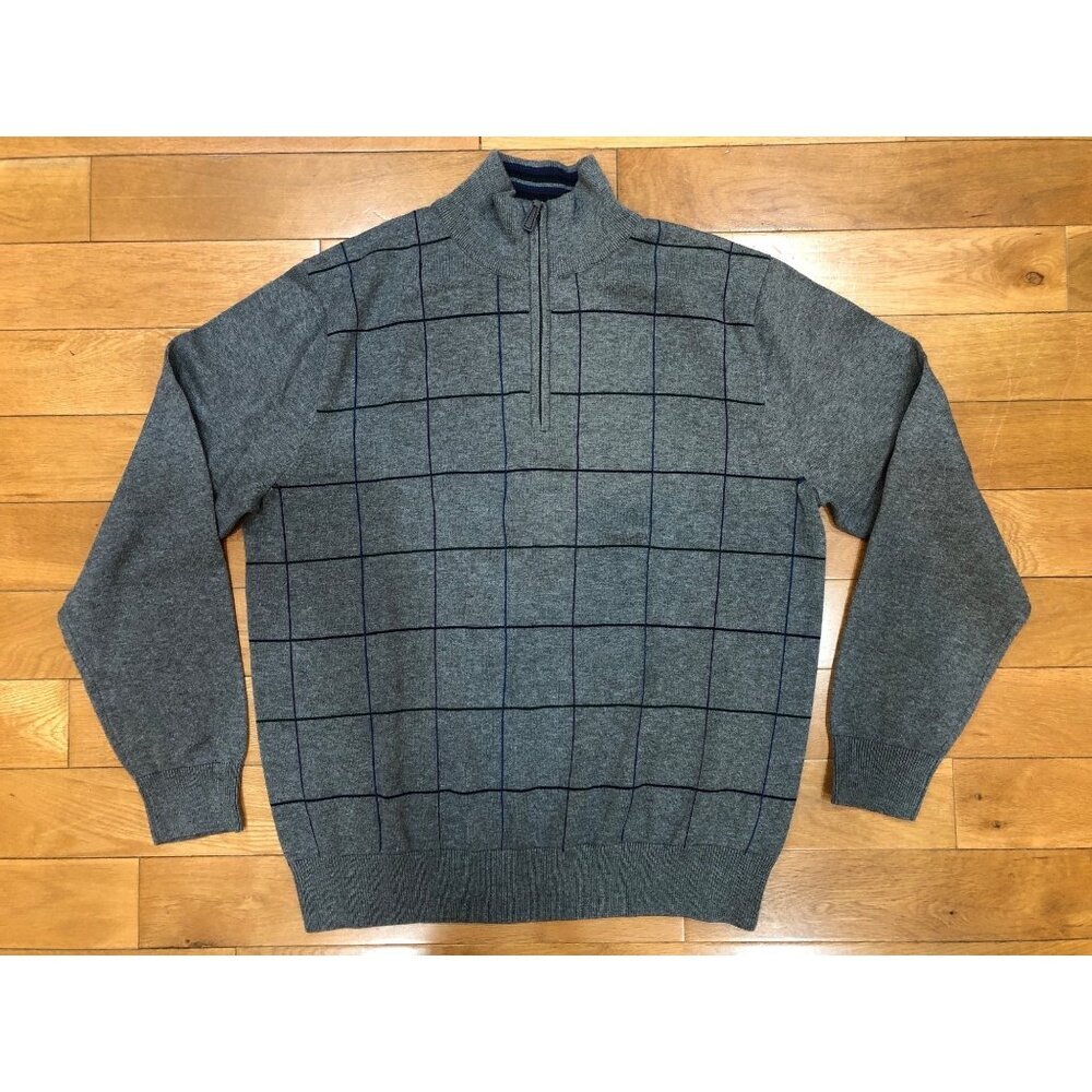 NWT Alan Flusser 100% Cotton 1/4 Zip Mock Neck Long Sleeve Knit Pullover Size M